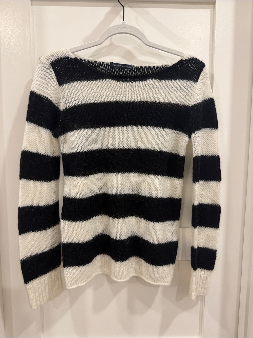 Brandy Melville Black & White Wide-Stripe Crew Sweater
